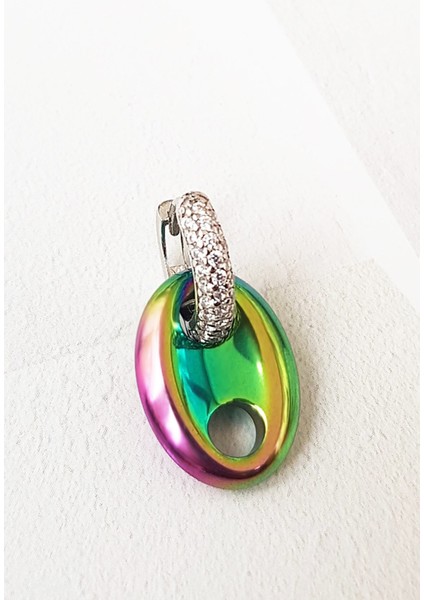 Tekli Mid Mix Love Hematit Taşlı Gümüş Küpe