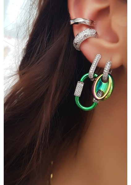 Tekli Mid Mix Love Hematit Taşlı Gümüş Küpe fiyatları