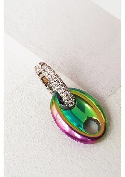 Tekli Mid Mix Love Hematit Taşlı Gümüş Küpe modelleri