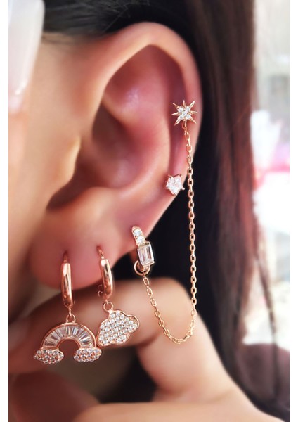 2li Ithal Rainbow Cloudy Gümüş Küpe