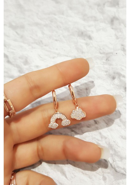 2li Ithal Rainbow Cloudy Gümüş Küpe fiyatları