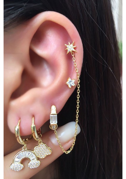 2li Ithal Rainbow Cloudy Gümüş Küpe