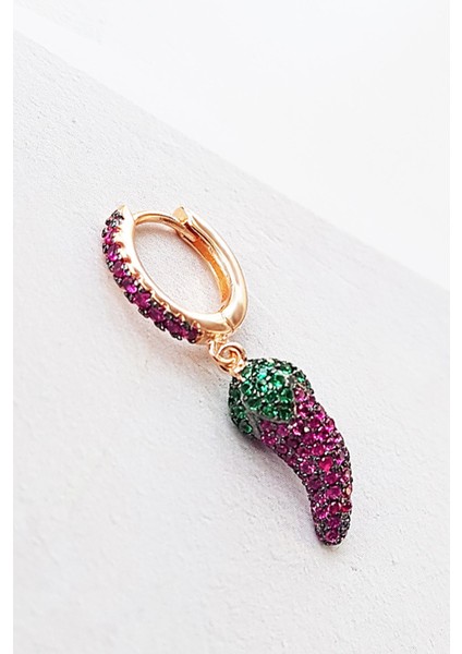 Tekli Italyan Biber Gümüş Küpe modelleri