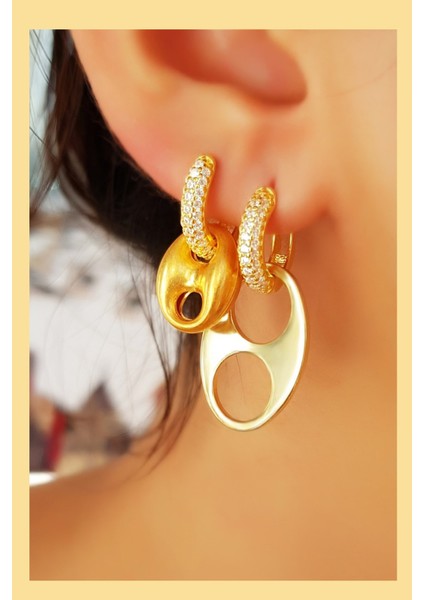 Tekli Mid Gold Love Rodyum Gümüş Küpe fırsatları