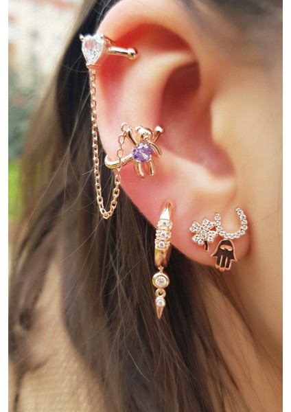 Tekli Ithal Taşlı Figür Gümüş Küpe fırsatları