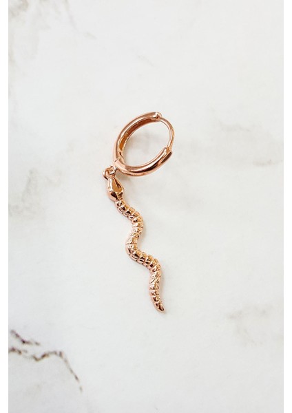 Tekli Yılan Figürlü Gümüş Küpe