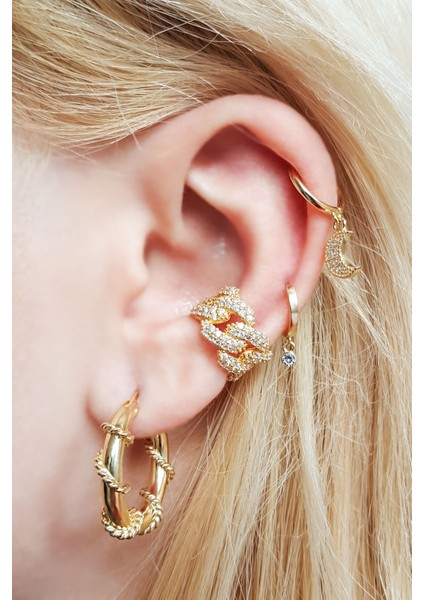 Tekli, Mini Ithal Ay Taşlı Gümüş Küpe fiyatları