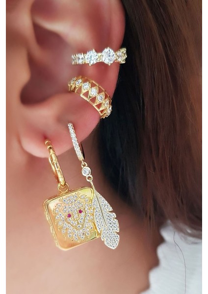 Tekli Ithal Mini Halka Yaprak Gümüş Küpe fiyatları