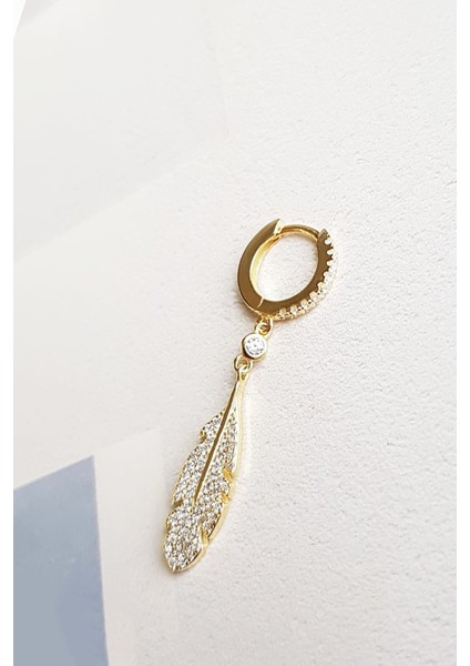 Tekli Ithal Mini Halka Yaprak Gümüş Küpe modelleri