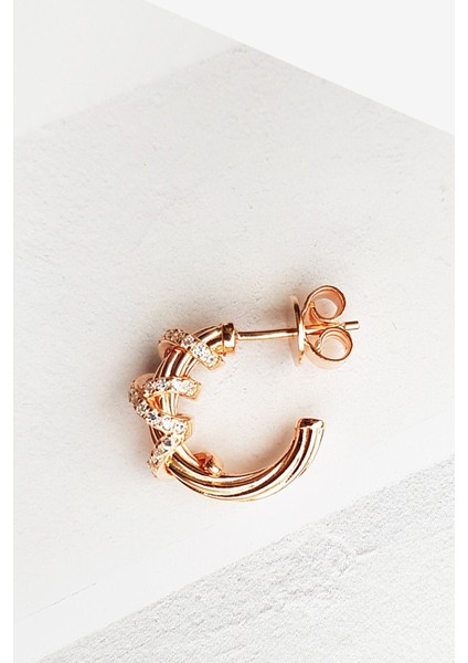 Tekli Ithal 1.5 cm Round Wavy Gümüş Küpe