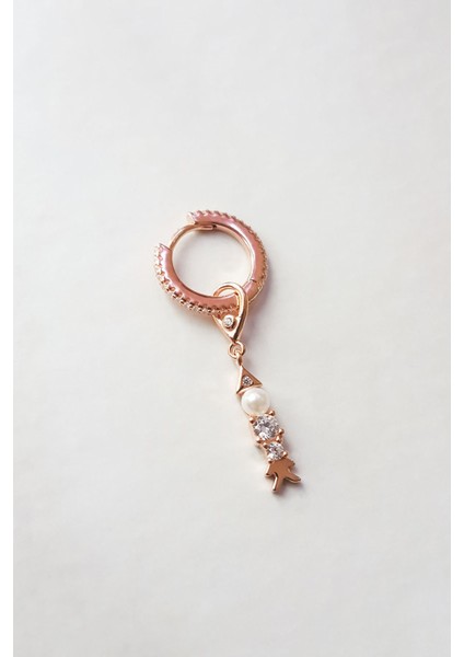 Tekli Incili Zirkon Taşlı Gümüş Küpe