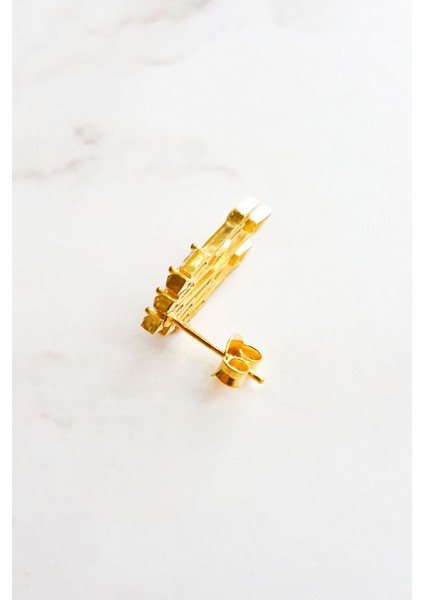 Tekli Baget Taşlı Ok Gümüş Küpe modelleri