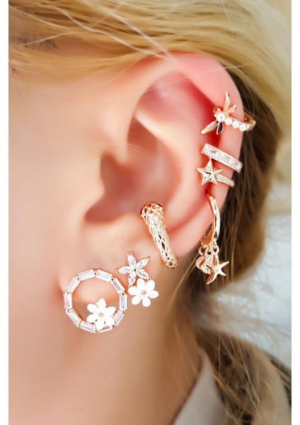 Tekli, Manolya Çiçekli Halka Gümüş Küpe fiyatları