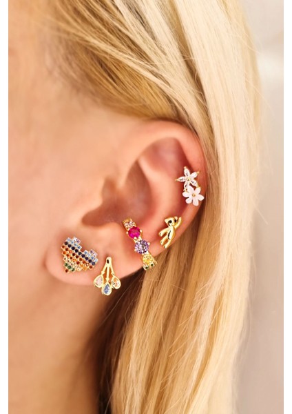 Tekli, Manolya Çiçekli Gümüş Küpe