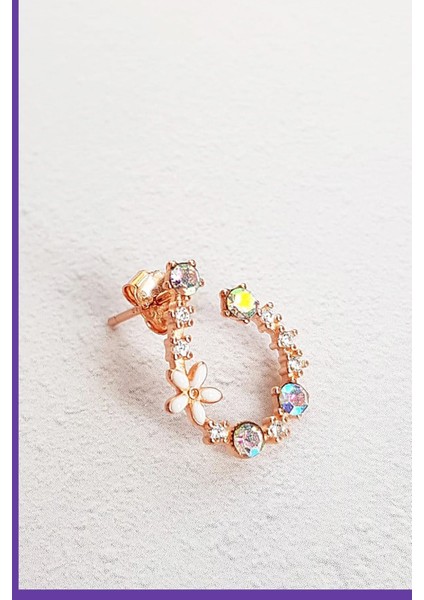 Tekli, Ithal Sol Taraflı Flower Renkli Gümüş Küpe fiyatları