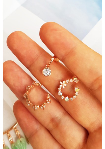 Tekli, Ithal Sol Taraflı Flower Renkli Gümüş Küpe modelleri