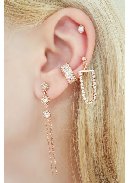 Tekli Ithal Sallantılı Zirkon Taşlı Gümüş Küpe fiyatları