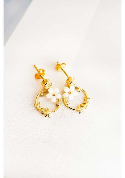 Çiftli, Manolya Çiçekli Halka Gümüş Küpe