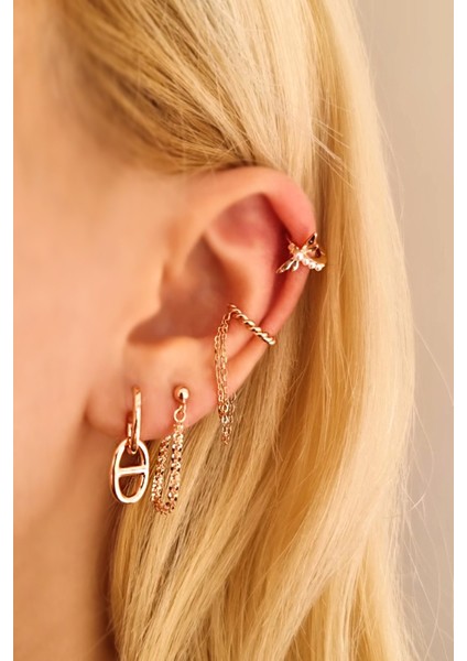 Tekli, Minimal Kilit Gümüş Rose Küpe fiyatları