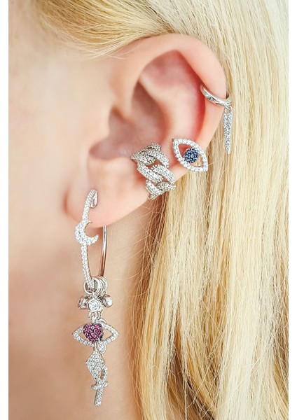 Tekli Ithal Zirkon Taşlı Çizgi Gümüş Küpe fiyatları