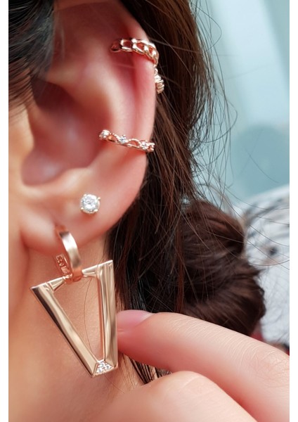 Ithal Wavy Tasarım Rose Kıkırdak Gümüş fırsatları