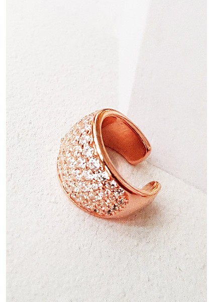 Ithal U Taşlı Rose Kaplama Gümüş Cuff