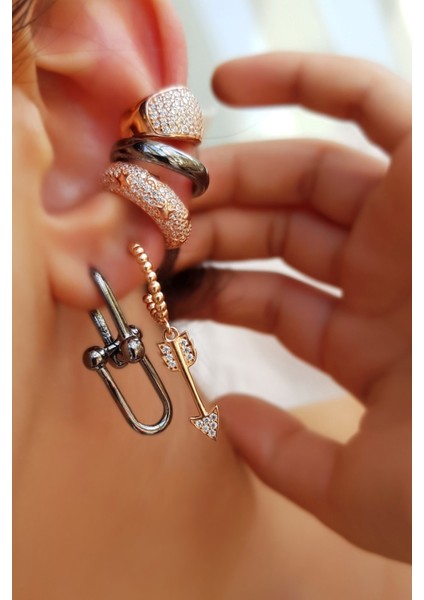 Ithal U Taşlı Rose Kaplama Gümüş Cuff modelleri