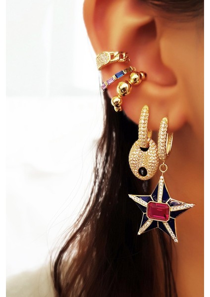 Çoklu Taşlı Zincir Tasarım Gümüş Kıkırdak fiyatları