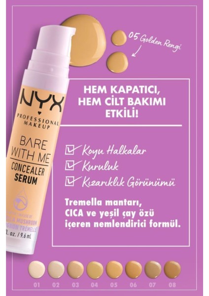 Nyx Professional Makeup Bare With Me Kapatıcı Serum 05 Golden