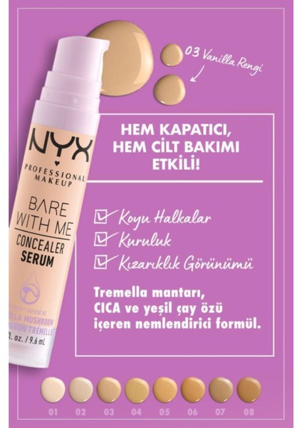 Nyx Professional Makeup Bare With Me Kapatıcı Serum 03 Vanilla