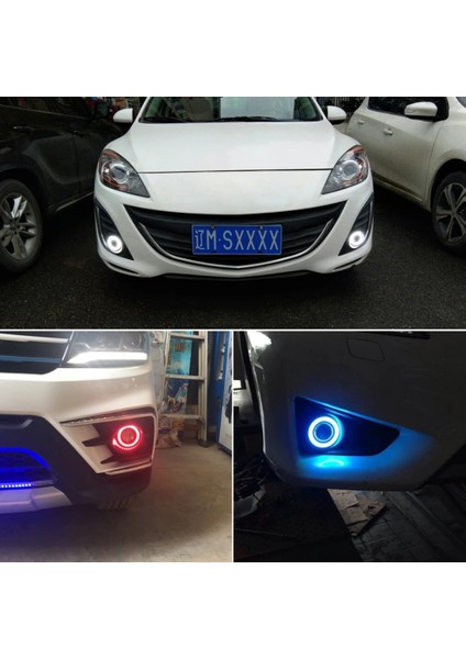 STS Oto Aksesuar Renault Clio 4 Uyumlu, Universal Mercekli LED Angel Sis Farı, 76MM Turuncu Renk