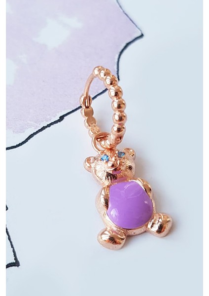 Tekli Göbek Mineli Bear Gümüş Küpe