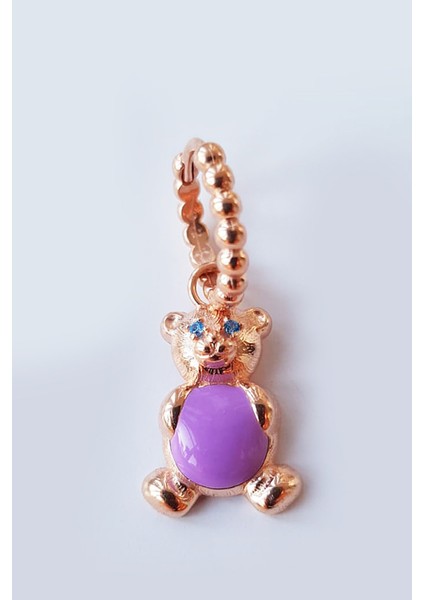 Tekli Göbek Mineli Bear Gümüş Küpe modelleri