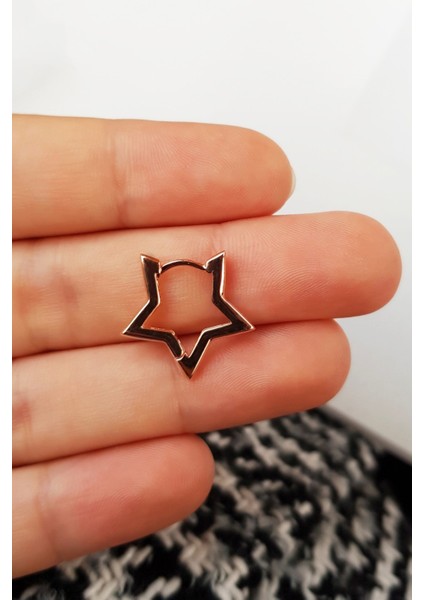 Tekli Ithal Star Gümüş Küpe
