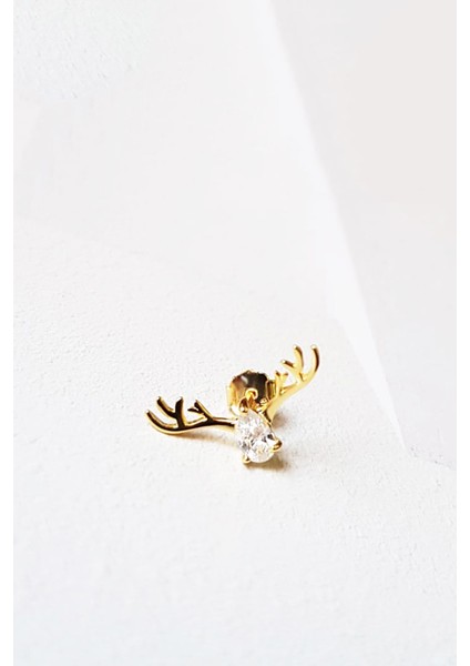 Tekli Ithal Mini Geyik Gümüş Küpe