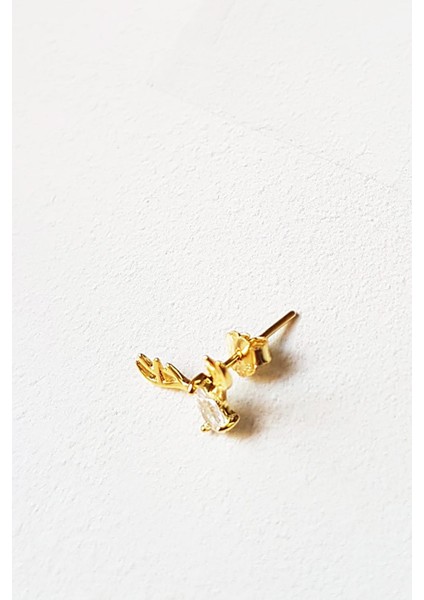 Tekli Ithal Mini Geyik Gümüş Küpe modelleri