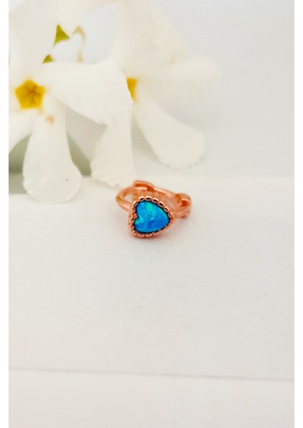 Ithal Opal Kalp Figür Gümüş Tragus Küpe