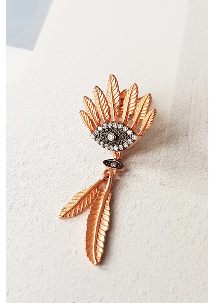 Tekli Black Eye Leaf Gümüş Küpe
