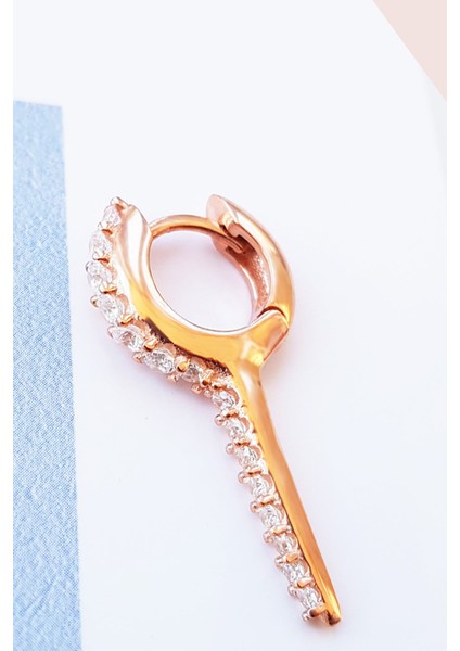 Tekli Taşlı Kurşun Gümüş Küpe