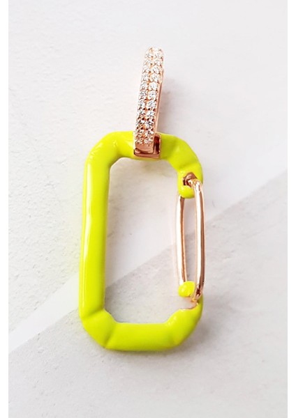 Tekli Dikdörtgen Mineli Su Yeşil Gümüş Küpe