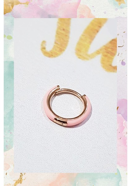 Tekli 1.2 cm Şeker Pembe Mineli Gümüş Küpe