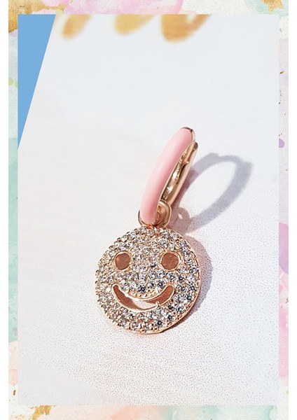 Tekli 1.2 cm Şeker Pembe Mineli Gümüş Küpe modelleri