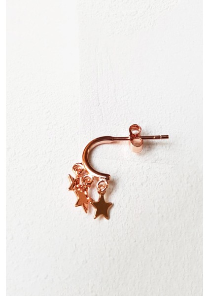 Tekli Ithal Minicik Yıldızlı Sade Gümüş Küpe