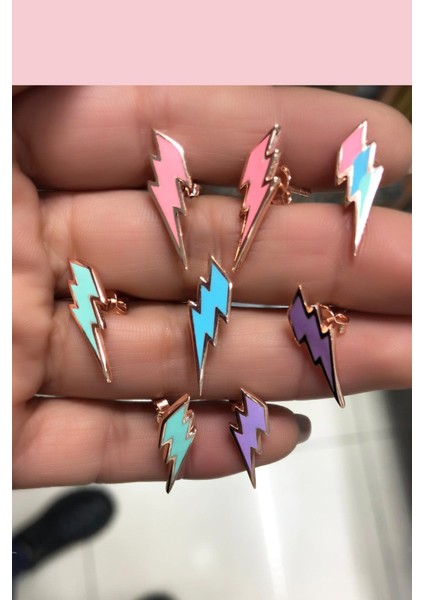 Tekli Mini Mineli Şimşek Gümüş Küpe fiyatları