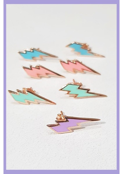 Tekli Mini Mineli Şimşek Gümüş Küpe modelleri