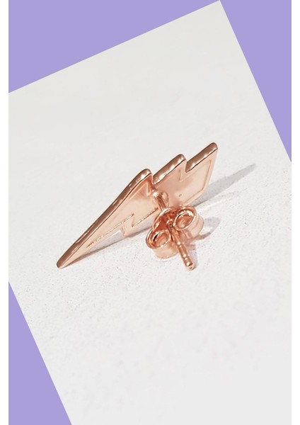 Tekli Mini Mineli Şimşek Gümüş Küpe modelleri