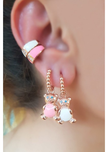 Tekli Göbek Mineli Bear Gümüş Küpe fiyatları