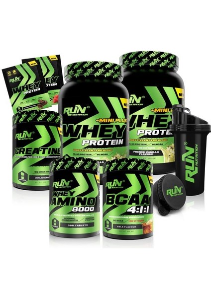 Fitness Paketi Large Kas Kütlesi-2xmini Plus Fr.vanilya, Bcaa Kola, Creatine, AMINO8000 - 4 Hediyeli