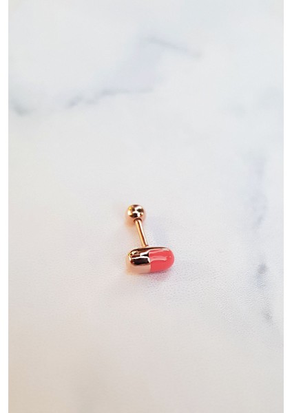 Tekli Ithal Vitamin Gümüş Piercing Küpe