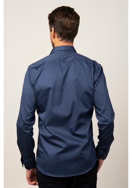 Modern Slim Fit Koton Saten Premium Seri Erkek Gömlek fırsatları